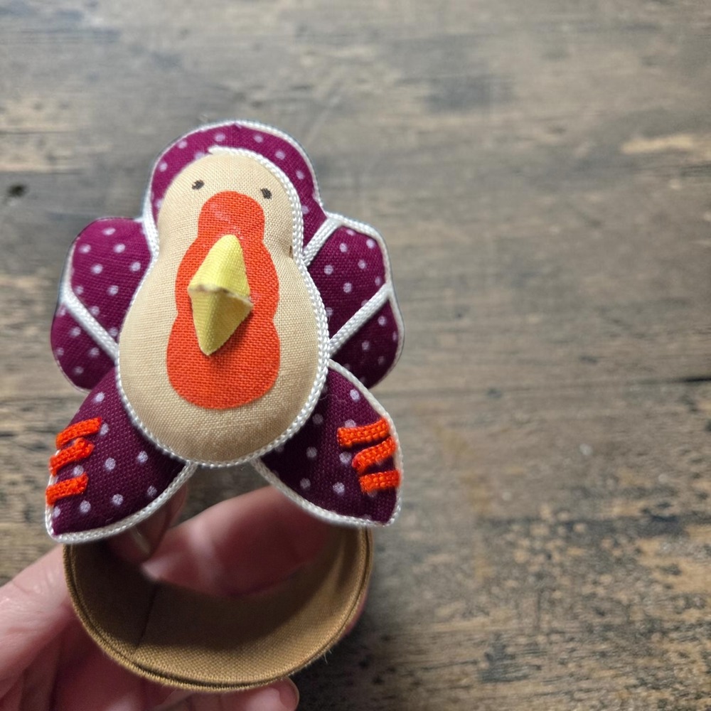 Thanksgiving Turkey Napkin Rings Set of 8 Adorable Soft Sculptural Good For Kids